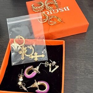 Elegant Gold and Purple Earrings by